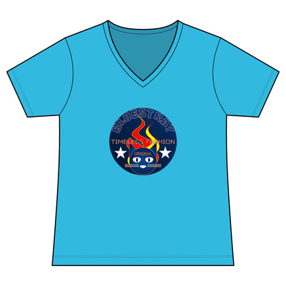 Vintage Campfire Badge Bluestray V-Neck Tee