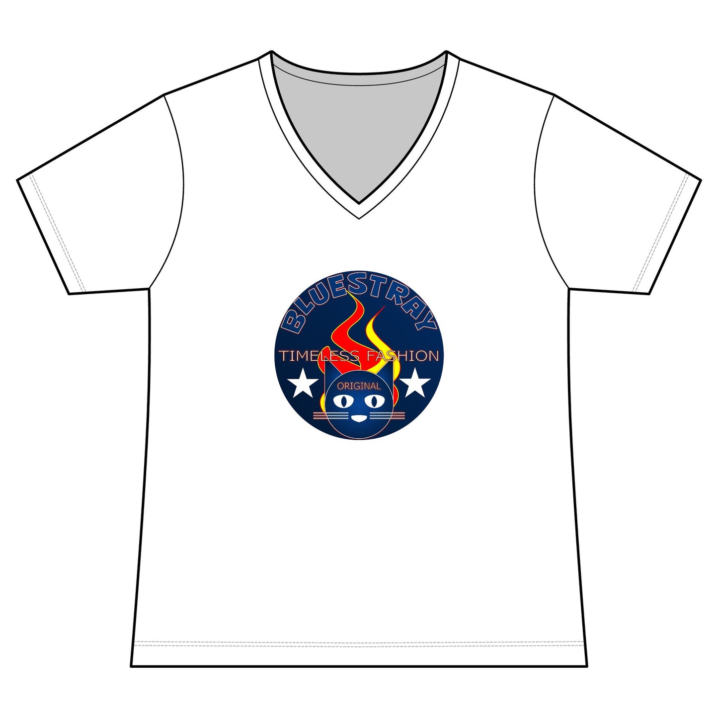Vintage Campfire Badge Bluestray V-Neck Tee