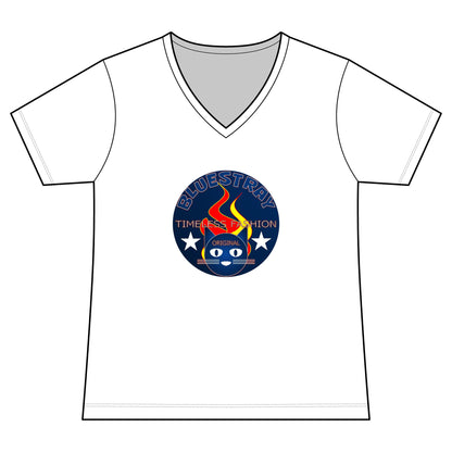 Vintage Campfire Badge Bluestray V-Neck Tee