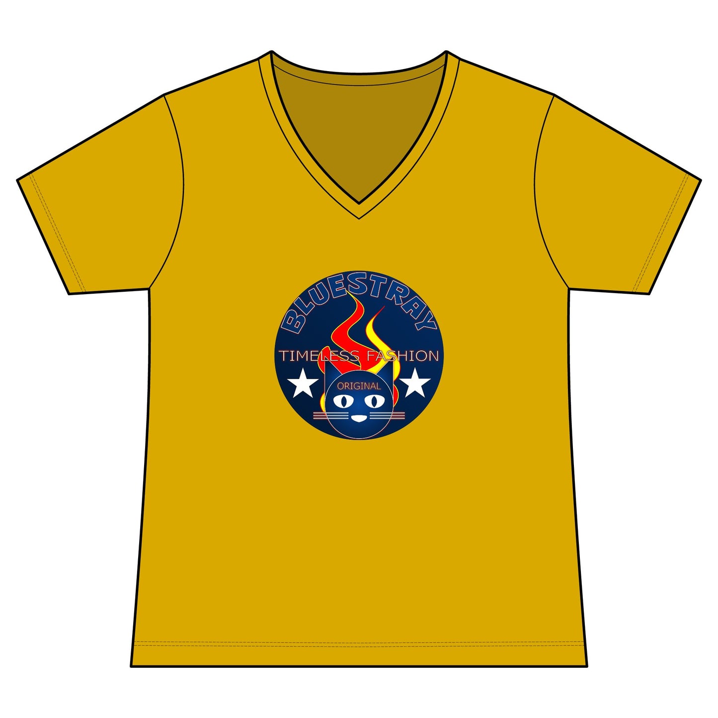Vintage Campfire Badge Bluestray V-Neck Tee
