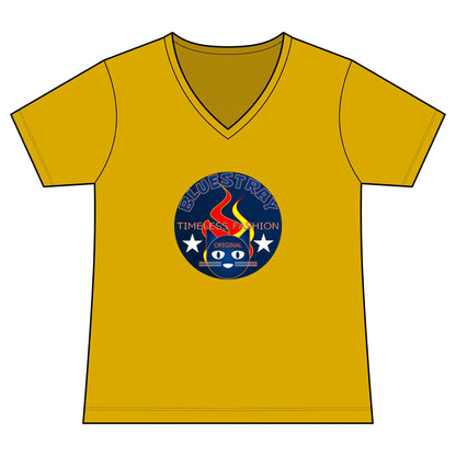 Vintage Campfire Badge Bluestray V-Neck Tee