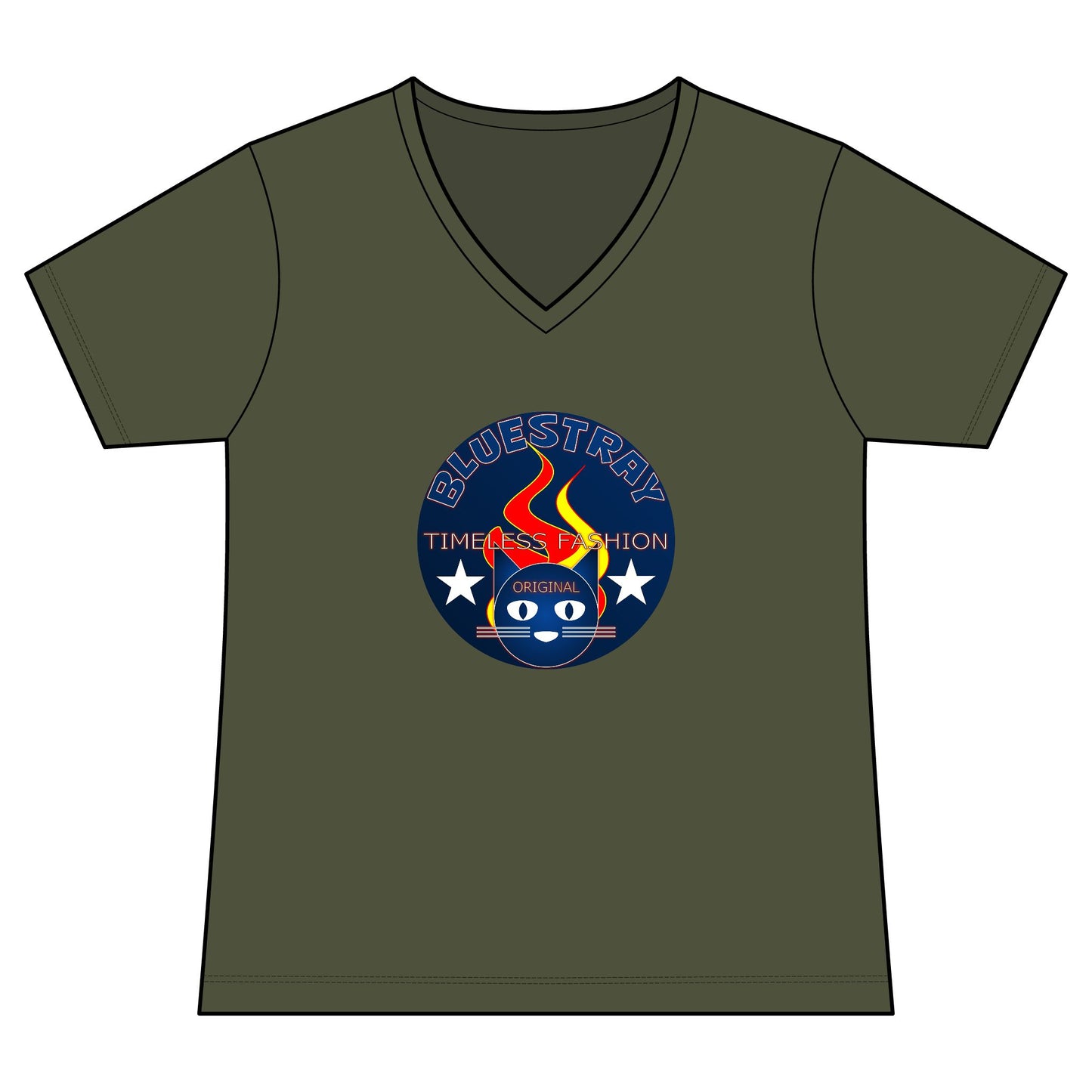 Vintage Campfire Badge Bluestray V-Neck Tee