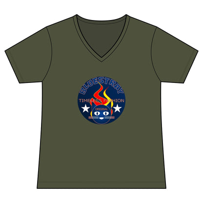 Vintage Campfire Badge Bluestray V-Neck Tee
