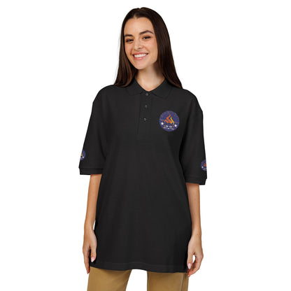 Embroidered Campfire Badge Polo — Outdoor Adventure Bluestray Logo Shirt
