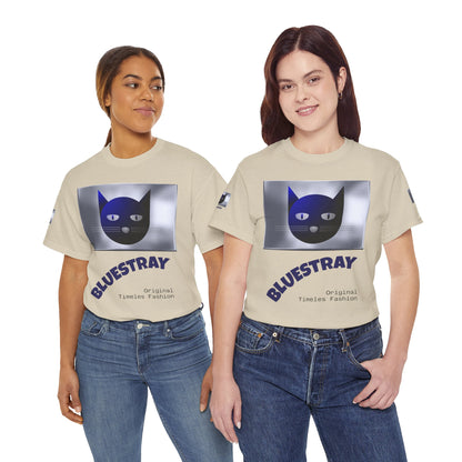 Bluestray Cat Graphic Tee — Retro Blue Cat Design