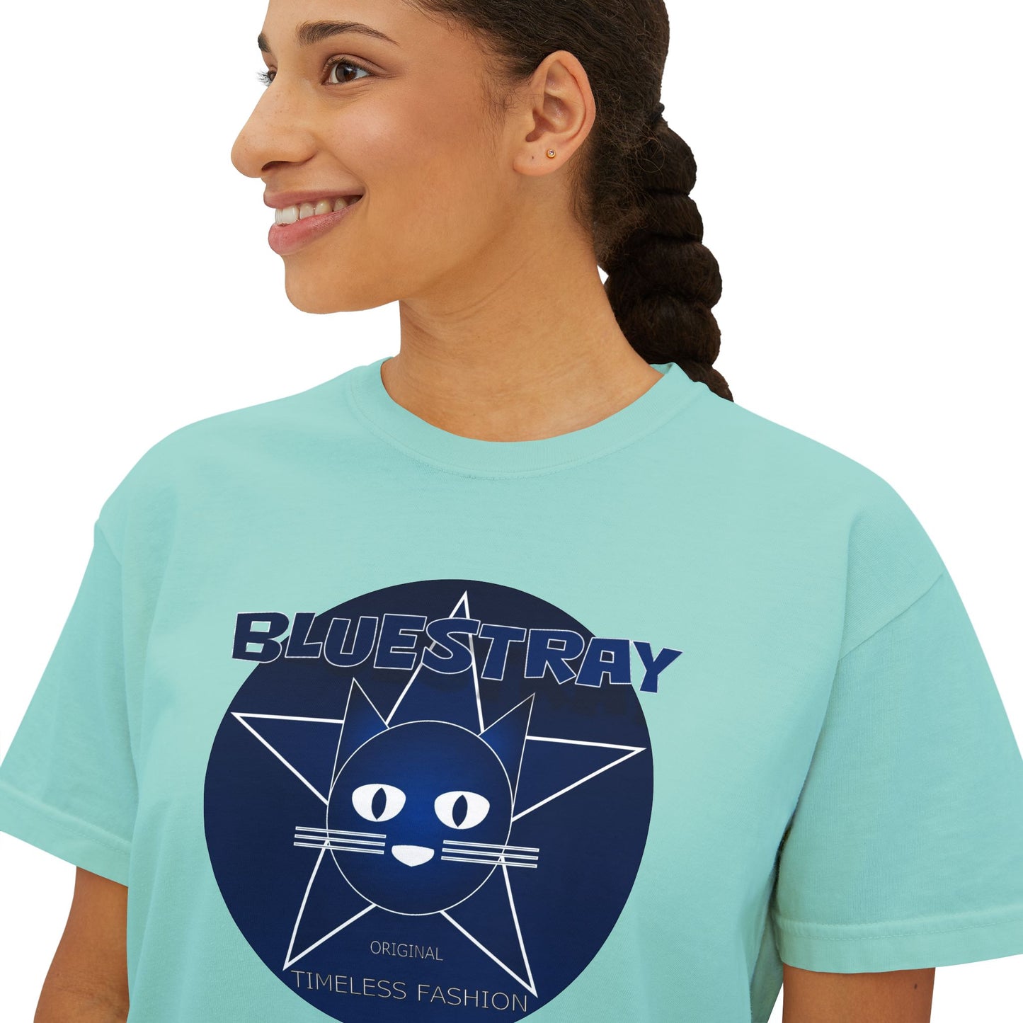 Bluestray Cat Graphic Tee — Women's Boxy Casual Top