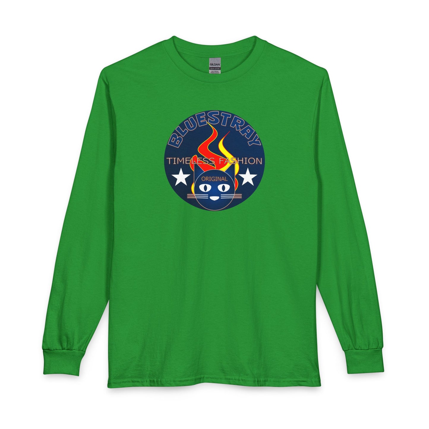 Equestrian Bluestray Time & Fashion Long Sleeve Tee — Flame Horse Logo