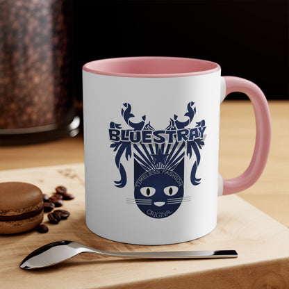 Bluestray Cat Accent Mug — Retro Cat Crest Coffee Cup (11oz)