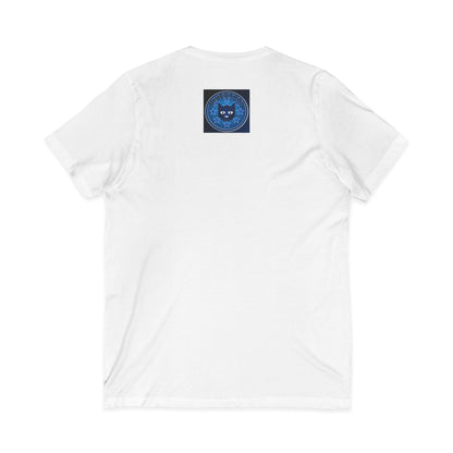 Bluestray Cat V-Neck Tee — Retro Night Sky Cat Graphic Shirt