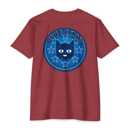 Bluestray Cat Graphic T-Shirt — “Bluestray” Retro Star Logo