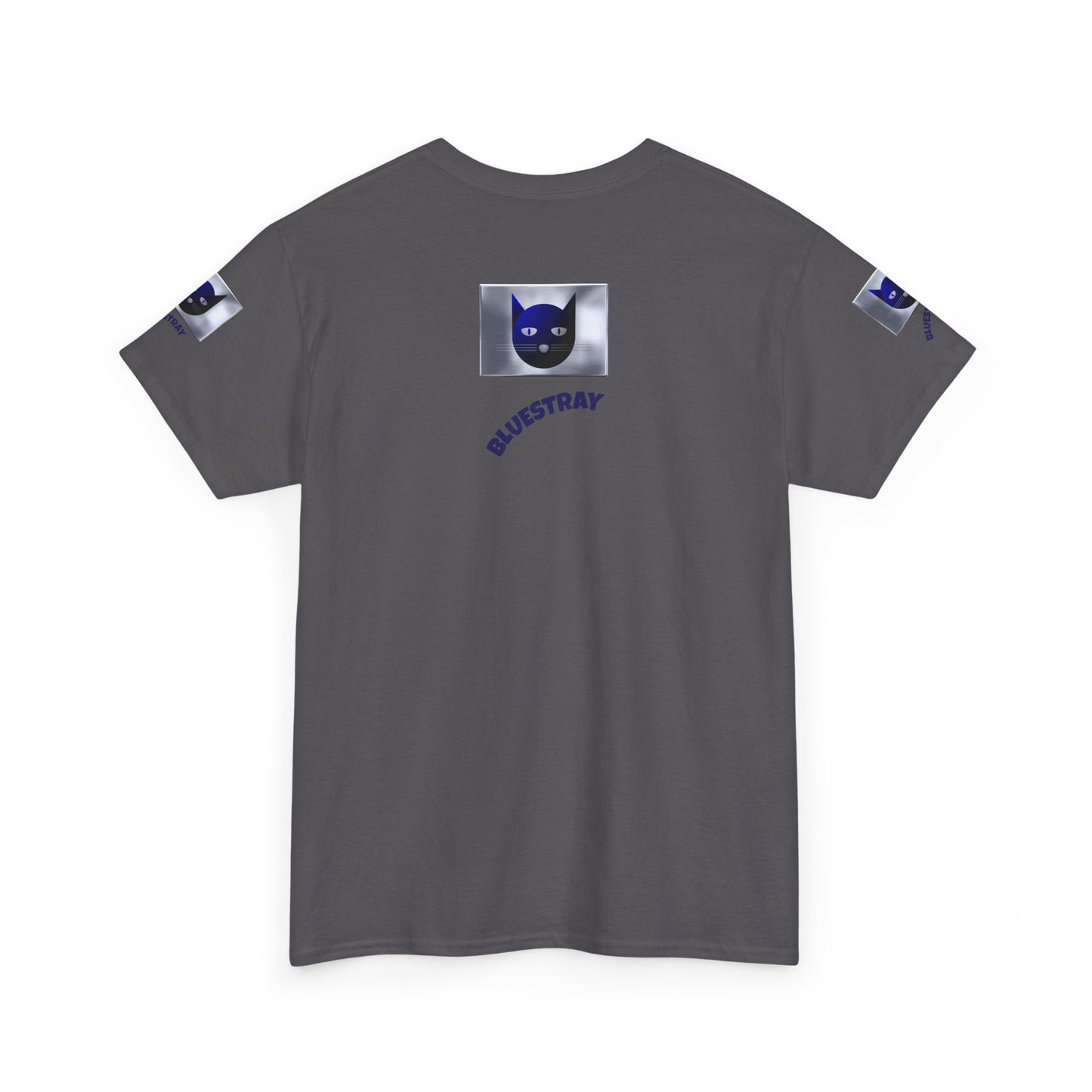 Bluestray Cat Graphic Tee — Retro Blue Cat Design