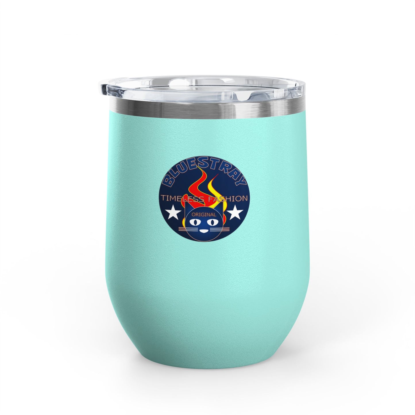 12oz Wine Tumbler — Fire & Flag Bluestray Logo Stainless Insulated Wine Cup many Colors