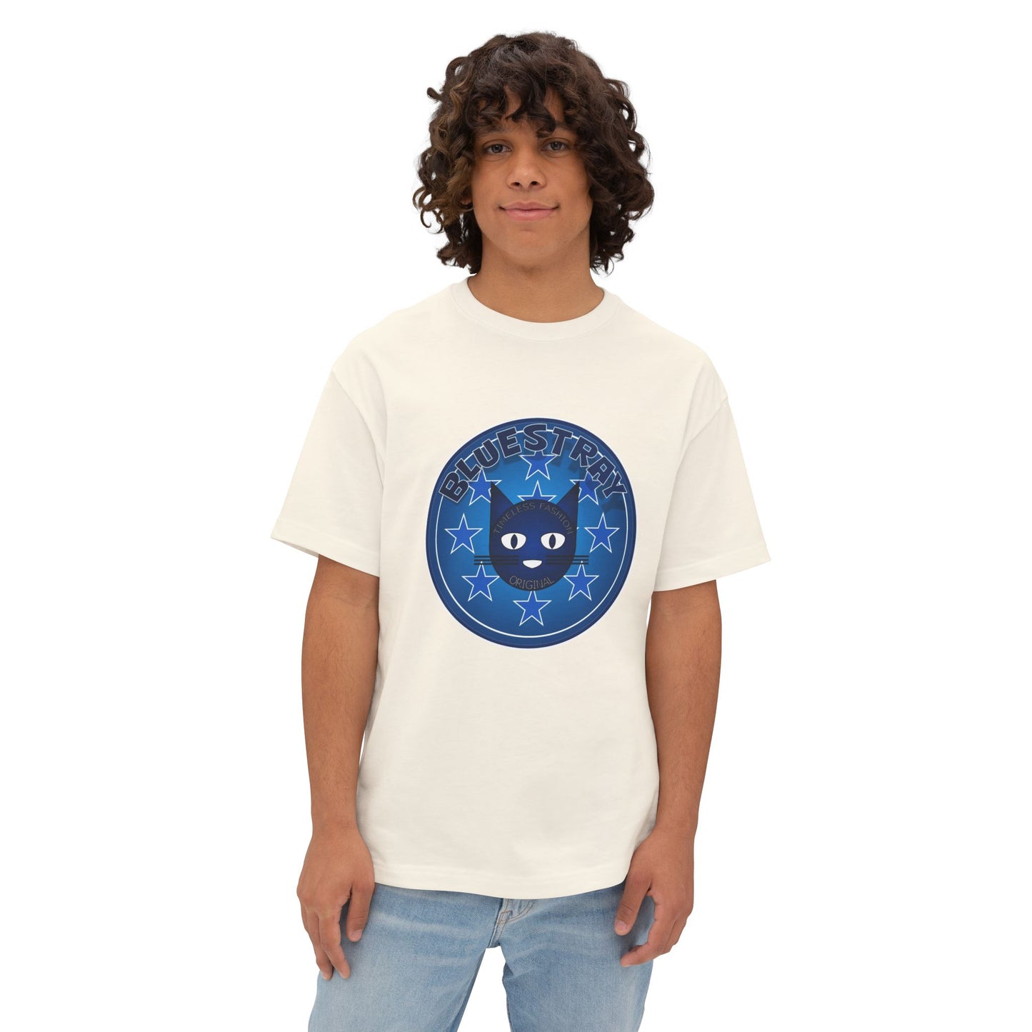 Blue Cat Stars Tee — "Bluestray" Graphic T-Shirt
