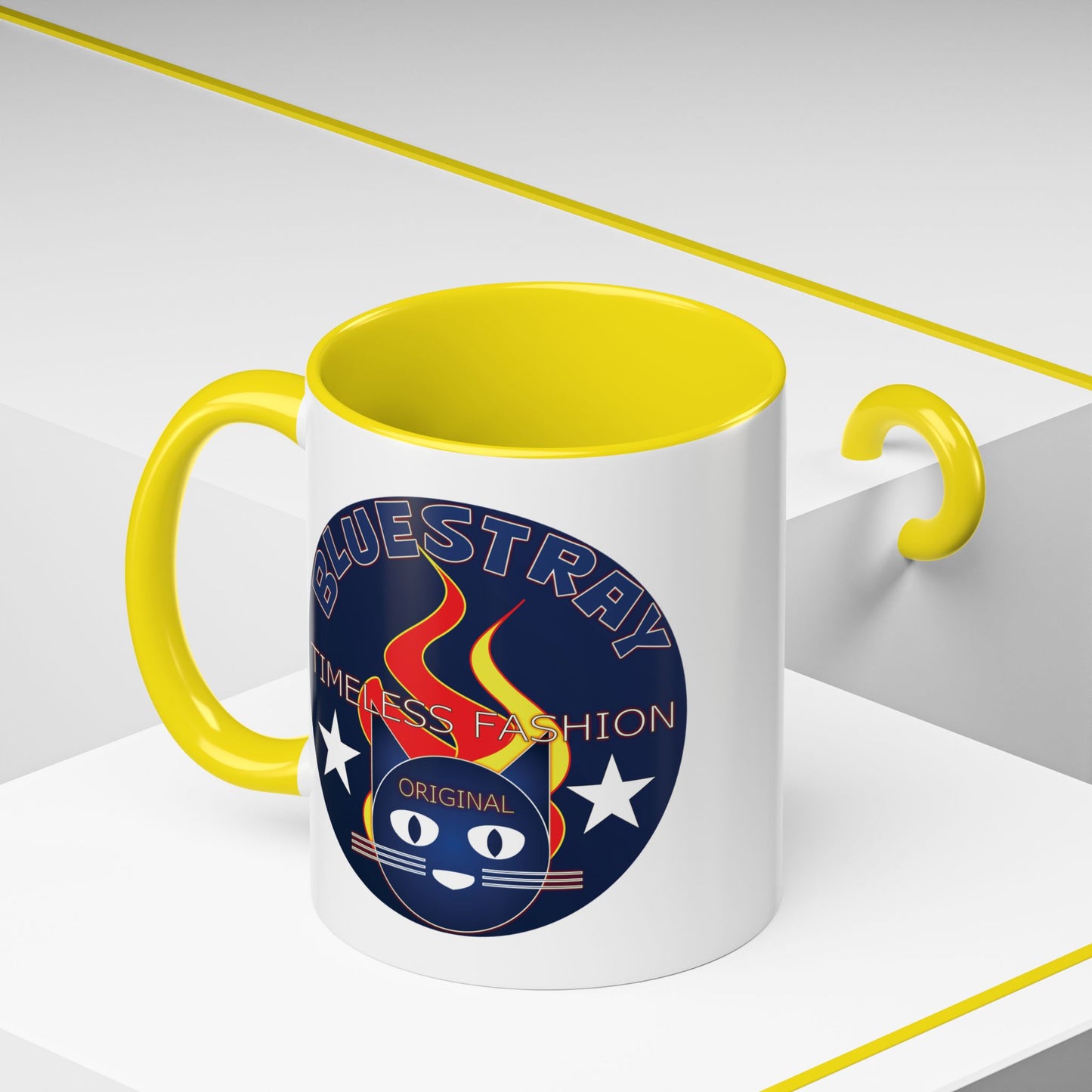Bluestray Timeless Fashion Accent Coffee Mug — Retro Cat Logo 11/15oz