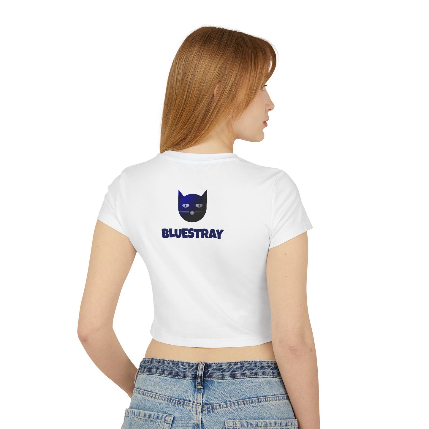 Women's Baby Tee — 'Bluestray' Cat Graphic Crop Top