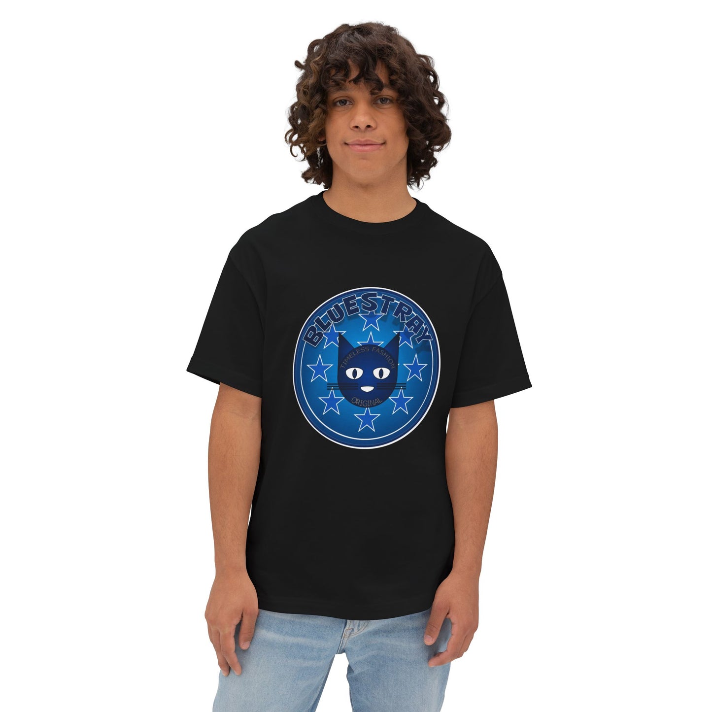 Blue Cat Stars Tee — "Bluestray" Graphic T-Shirt