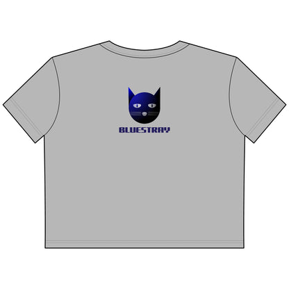 Cat Face Cropped Tee — Women's Boxy Bluestray Cat Graphic Shirt