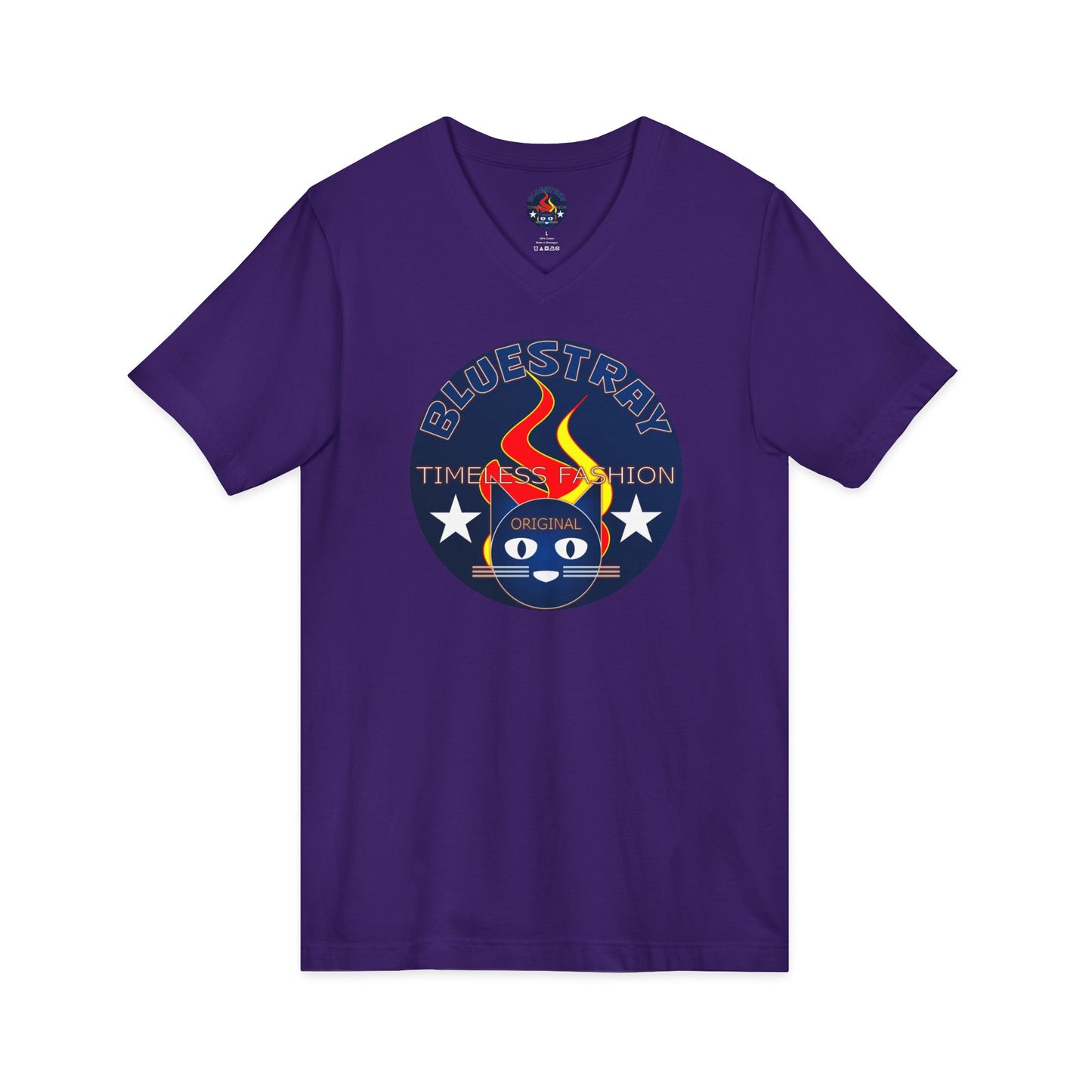 Time Station Equestrian Bluestray Cat V-Neck Tee
