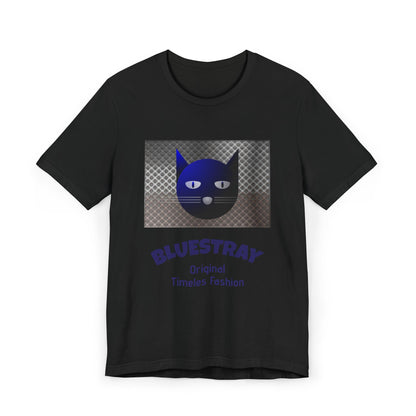 Bluestray Cat Graphic T-Shirt — Retro Blue Cat Logo Tee