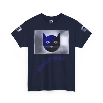 Bluestray Cat Graphic Tee — Retro Blue Cat Design