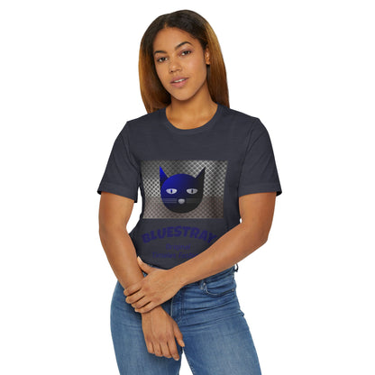Bluestray Cat Graphic T-Shirt — Retro Blue Cat Logo Tee