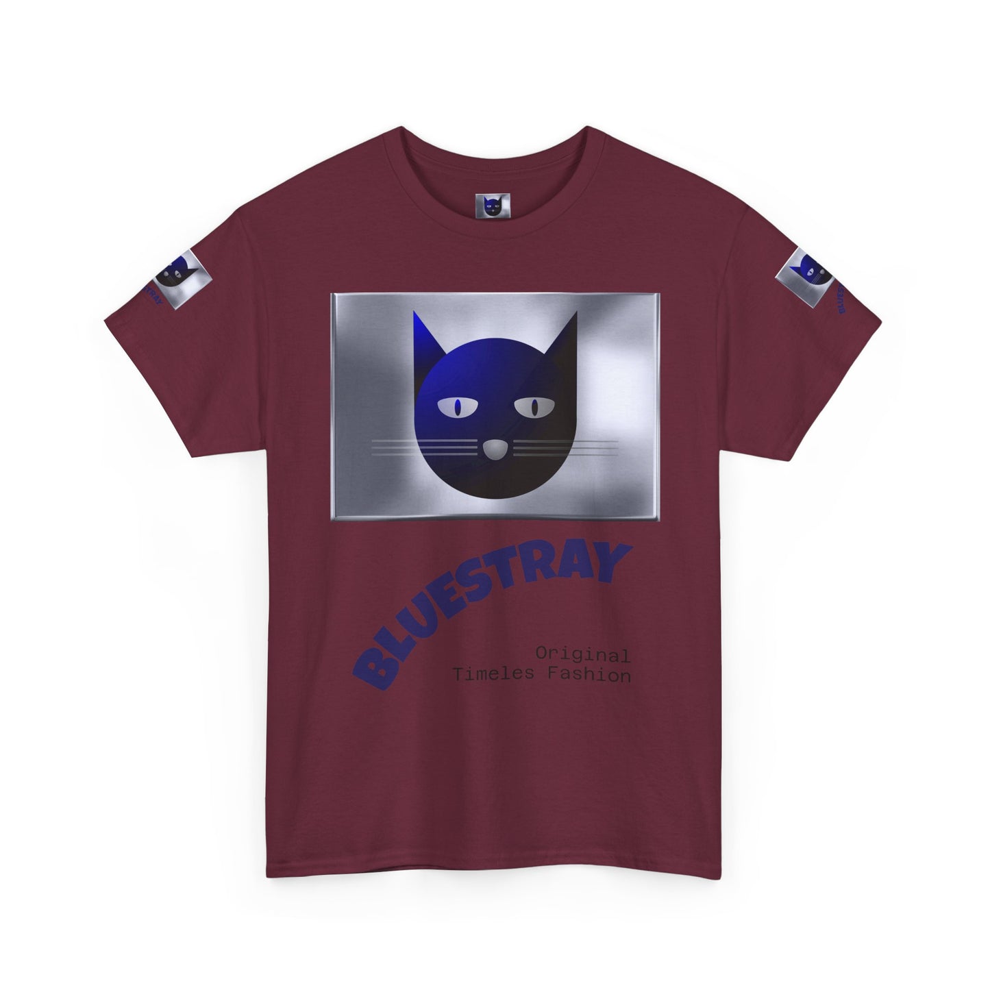 Bluestray Cat Graphic Tee — Retro Blue Cat Design