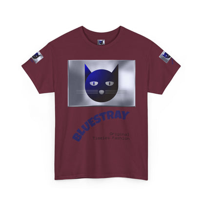 Bluestray Cat Graphic Tee — Retro Blue Cat Design