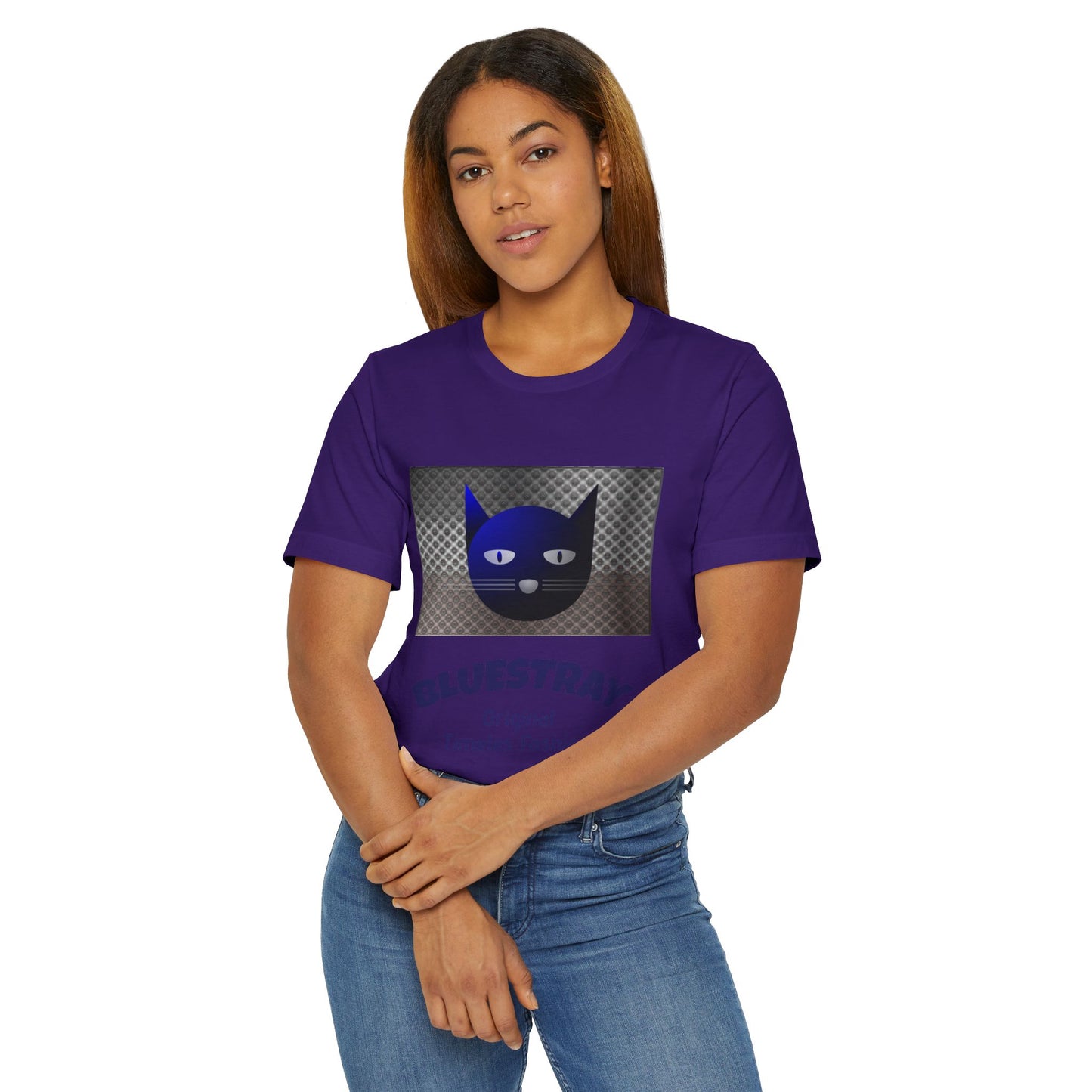 Bluestray Cat Graphic T-Shirt — Retro Blue Cat Logo Tee