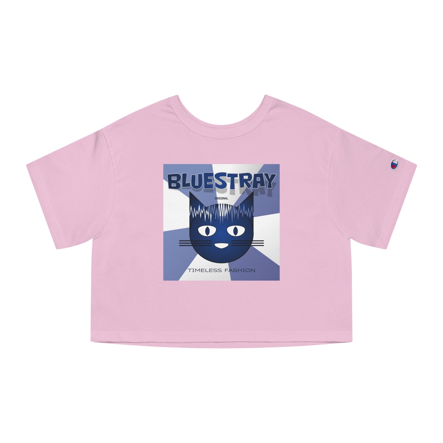 Bluestray Cat Graphic Cropped Tee — Vintage-Inspired Women's Champion Shirt