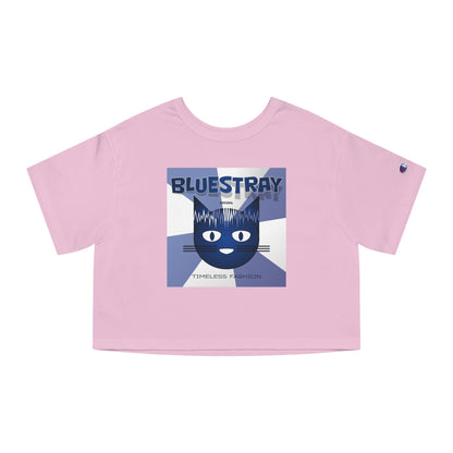 Bluestray Cat Graphic Cropped Tee — Vintage-Inspired Women's Champion Shirt