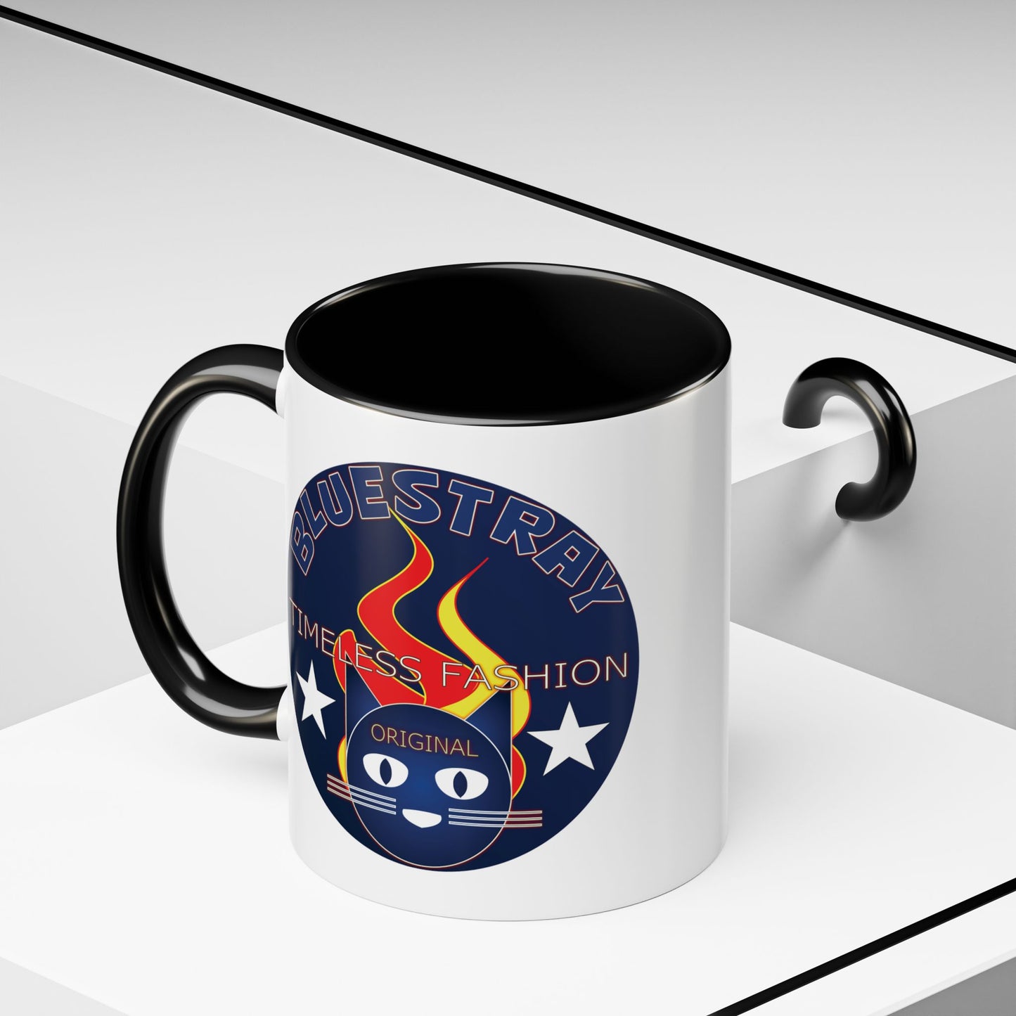 Bluestray Timeless Fashion Accent Coffee Mug — Retro Cat Logo 11/15oz