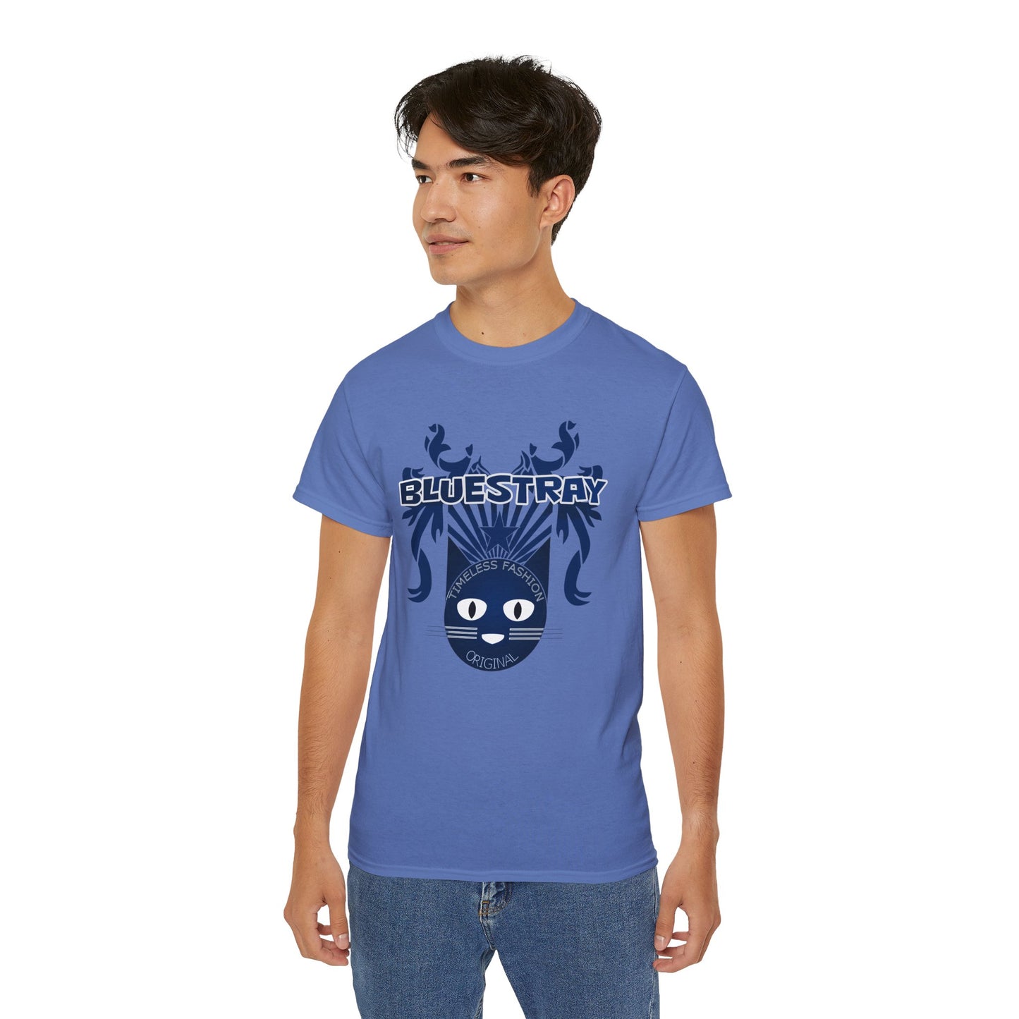 Bluestray Cat Graphic Tee — Retro Nautical Cat Design
