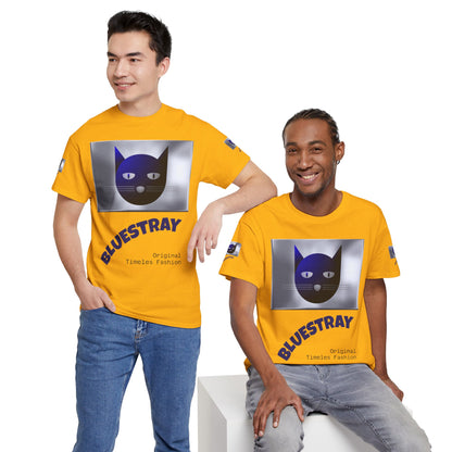 Bluestray Cat Graphic Tee — Retro Blue Cat Design