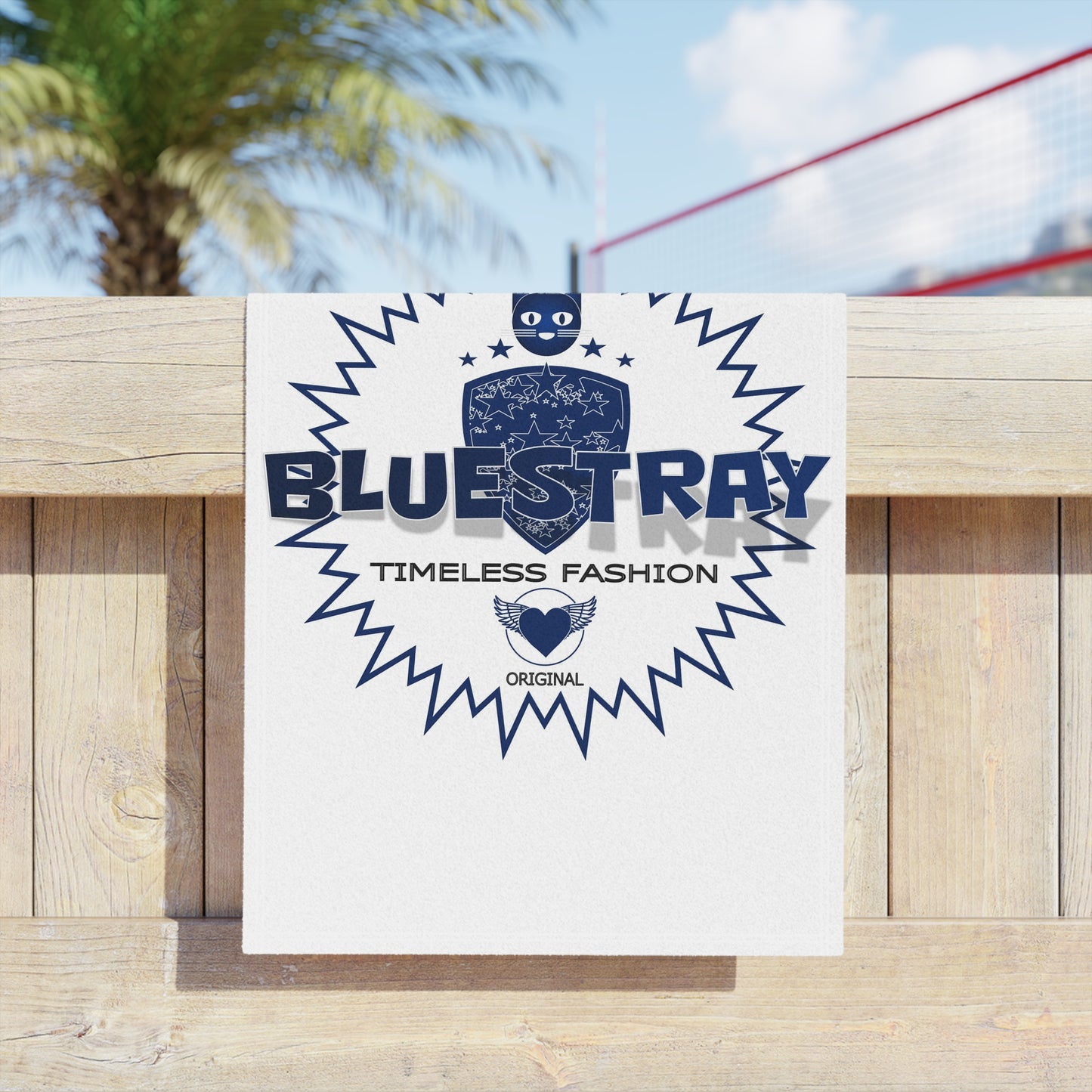 Bluestray Timeless Fashion Beach Towel – Nautical Cat Logo Cotton Towel