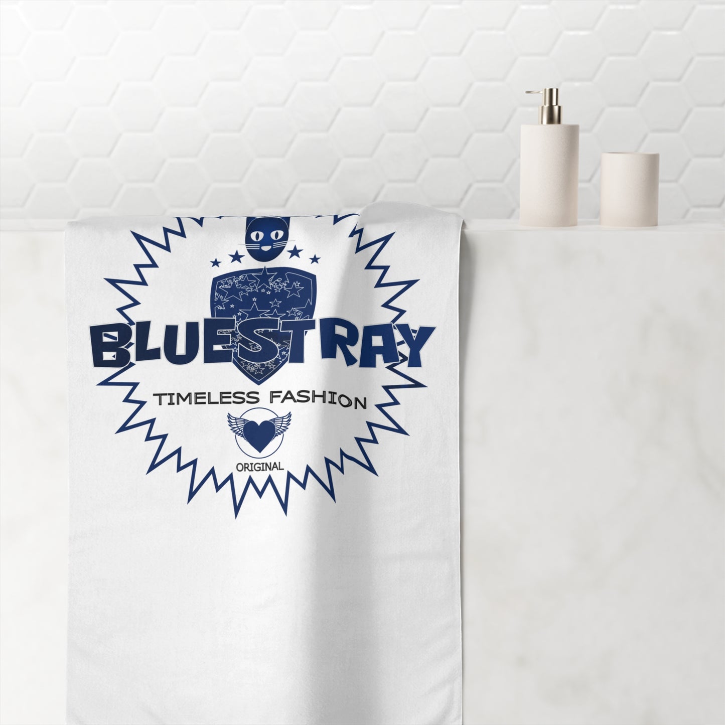 Beach Towel — Bluestray Vintage Crest Design, "Timeless Fashion"