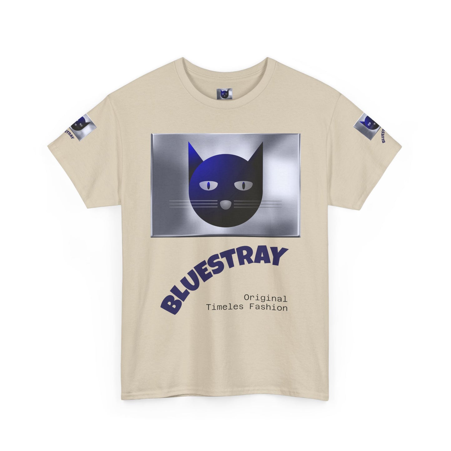 Bluestray Cat Graphic Tee — Retro Blue Cat Design