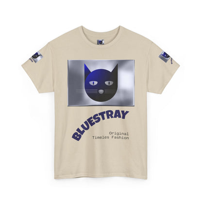 Bluestray Cat Graphic Tee — Retro Blue Cat Design