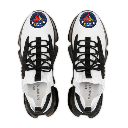 Men's White Mesh Sneakers — Breathable Athletic Shoes with Bluestray Flame Patch