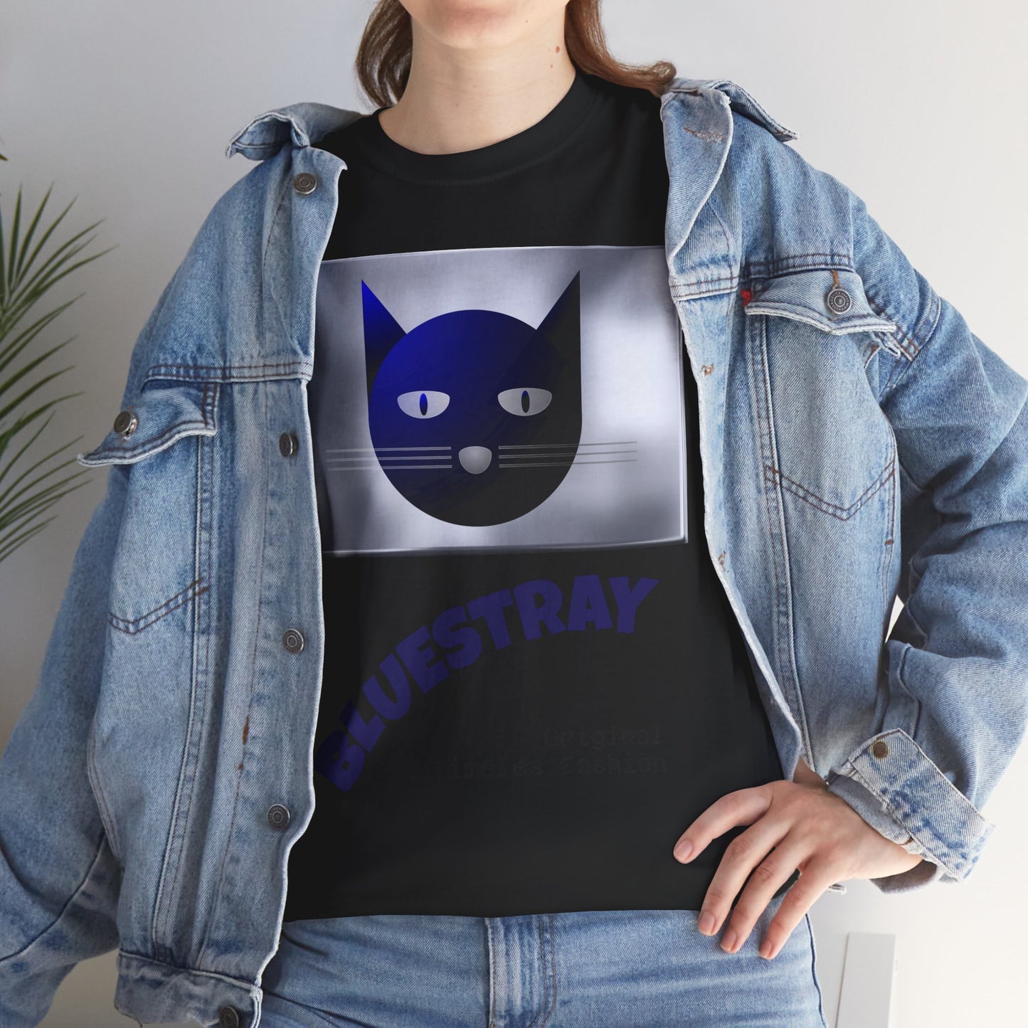 Bluestray Cat Graphic Tee — Retro Blue Cat Design