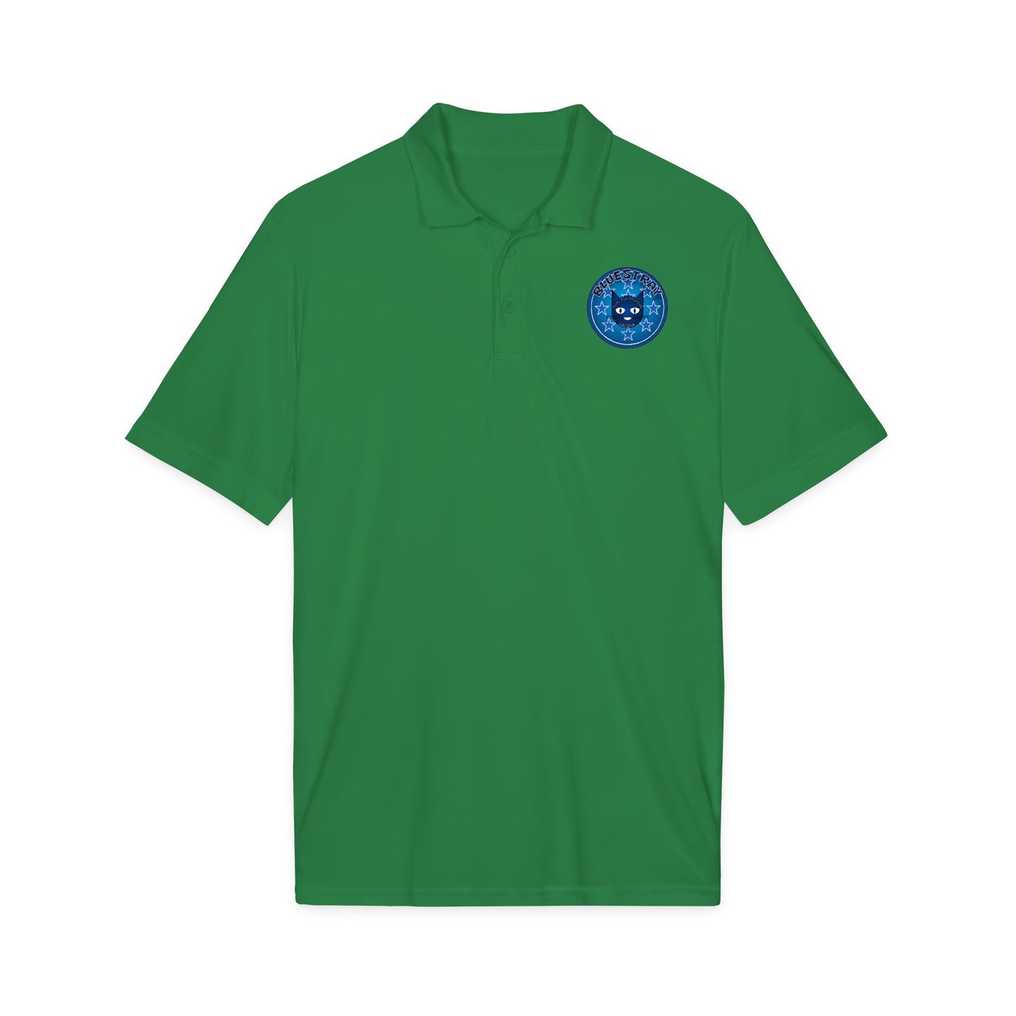 Embroidered Bluestray Cat Patch Polo Shirt — Cute Cat Logo Performance Golf Polo