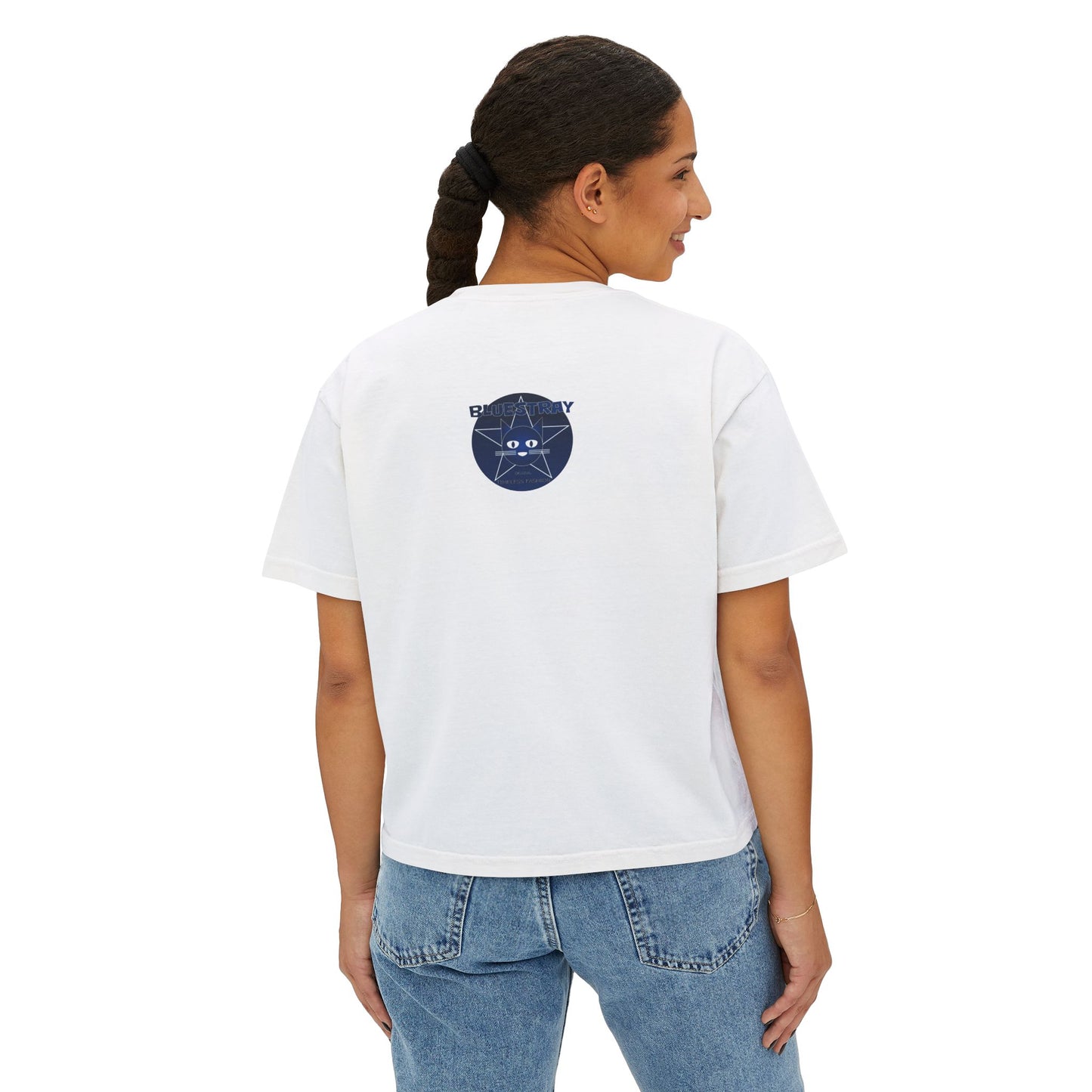 Bluestray Cat Graphic Tee — Women's Boxy Casual Top