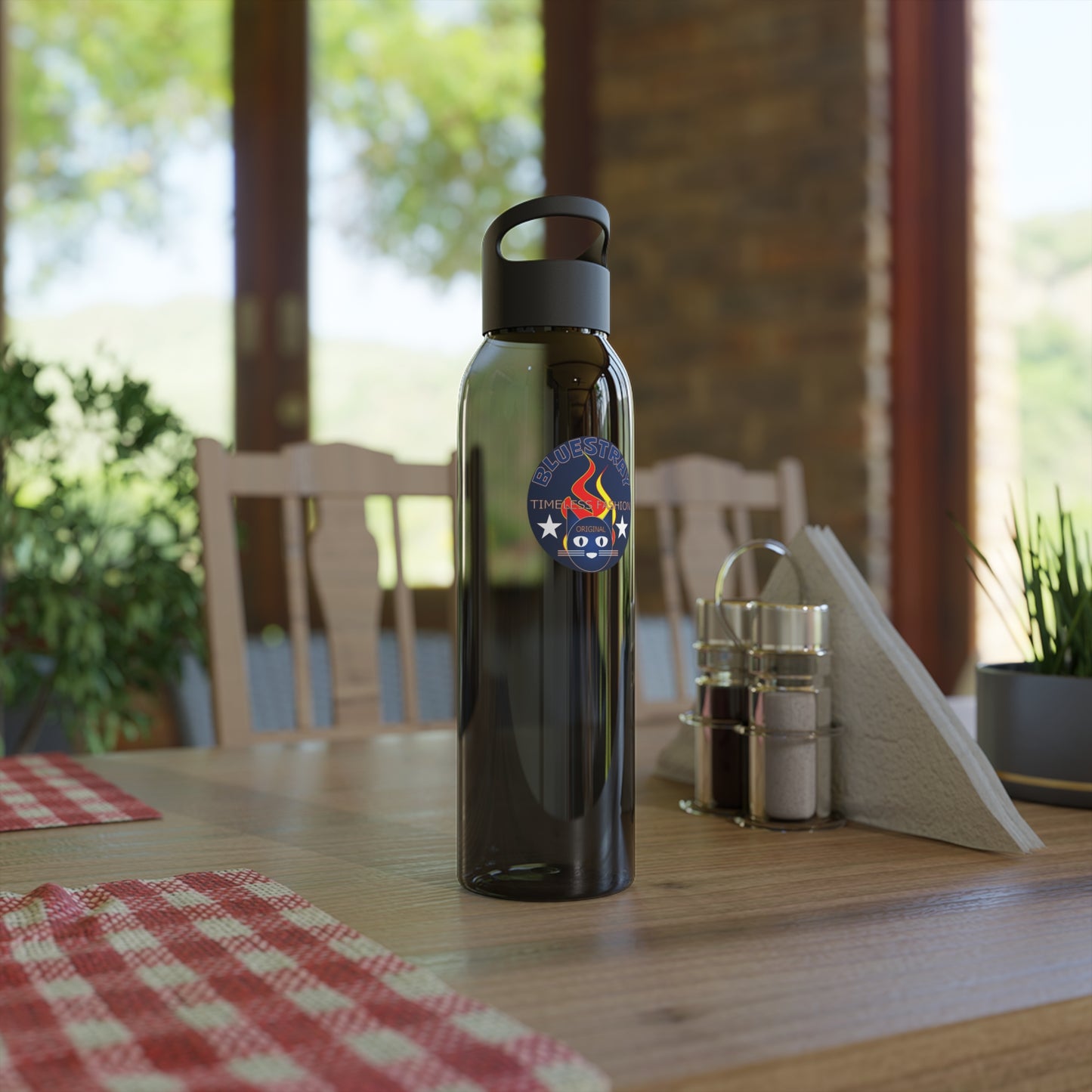 Sky Water Bottle — Clear Reusable Bottle with Nautical Bluestray Logo