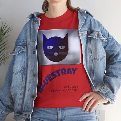 Bluestray Cat Graphic Tee — Retro Blue Cat Design