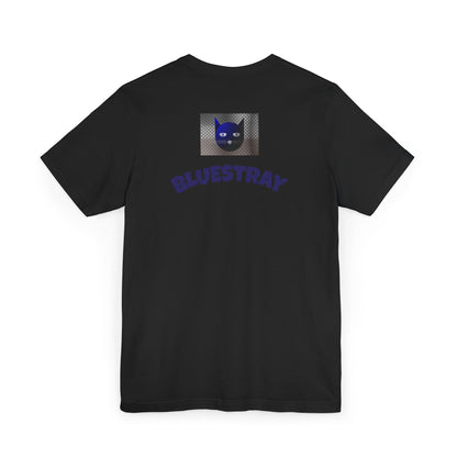 Bluestray Cat Graphic T-Shirt — Retro Blue Cat Logo Tee