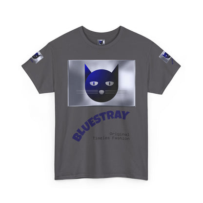 Bluestray Cat Graphic Tee — Retro Blue Cat Design