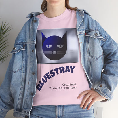 Bluestray Cat Graphic Tee — Retro Blue Cat Design