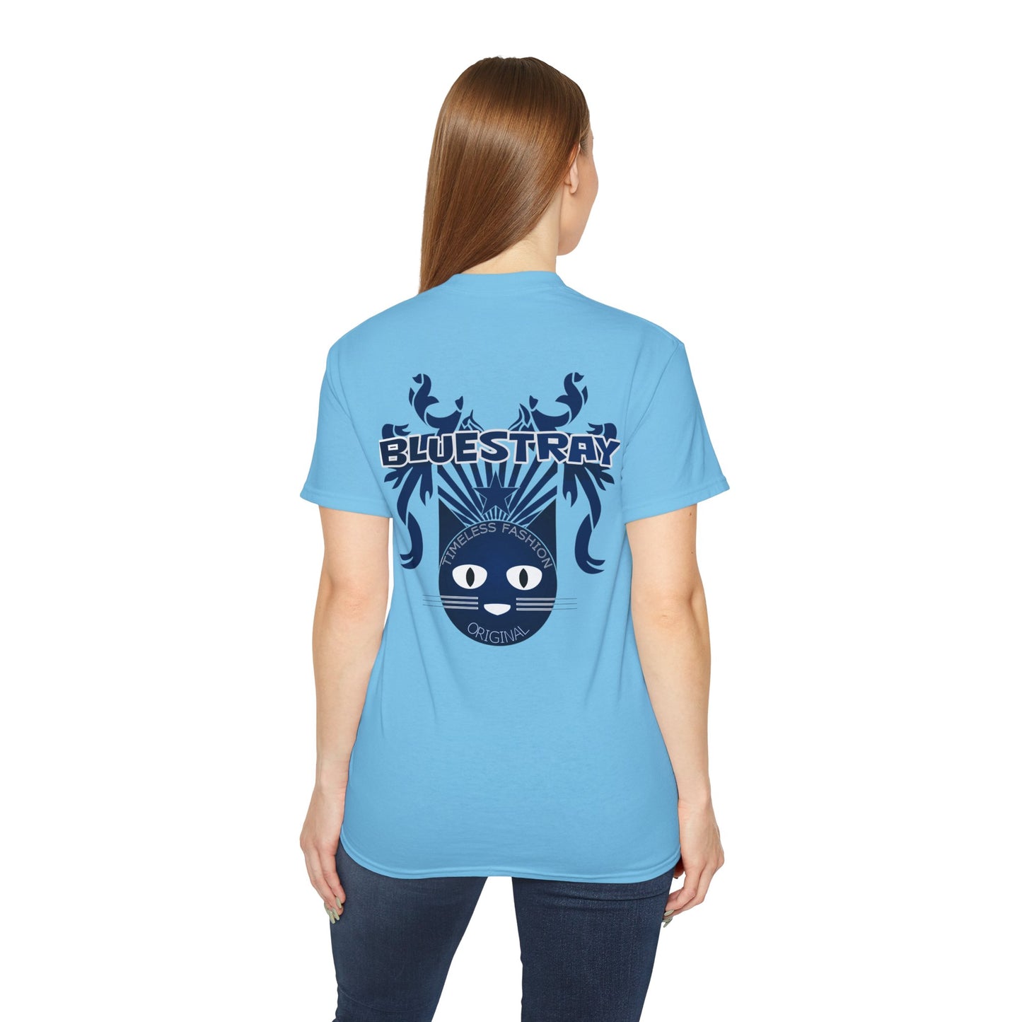 Bluestray Cat Graphic Tee — Retro Nautical Cat Design
