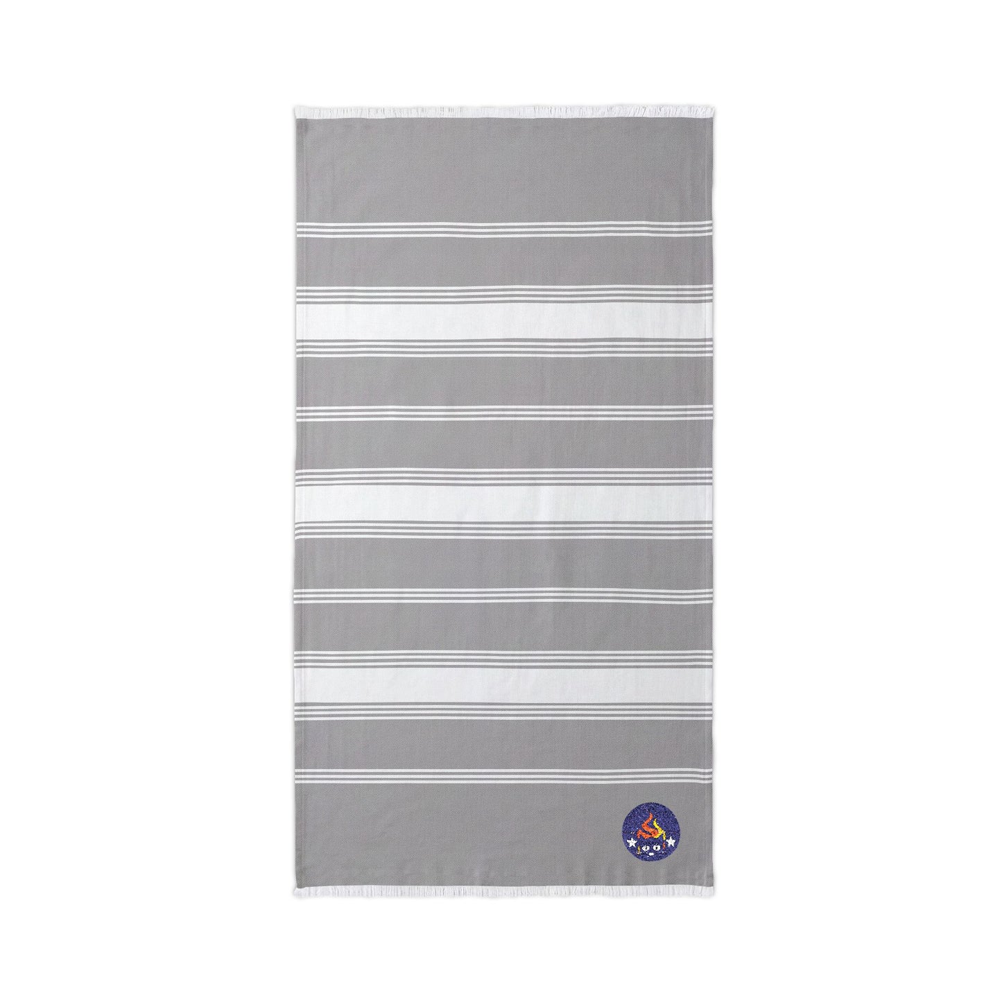 Embroidered Stripe Beach Throw – Nautical Cotton Bluestray Towel with Anchor Patch