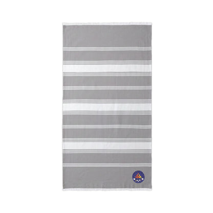 Embroidered Stripe Beach Throw – Nautical Cotton Bluestray Towel with Anchor Patch