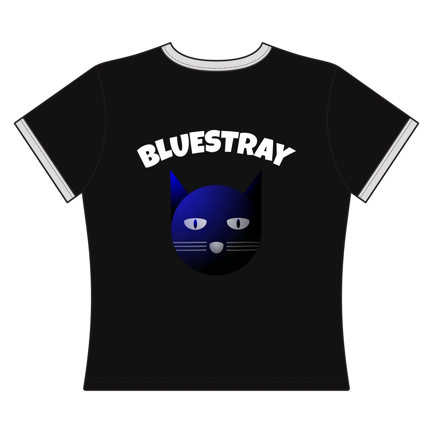 Bluestray Cat Ringer Tee — Retro Graphic Women's Crop Shirt